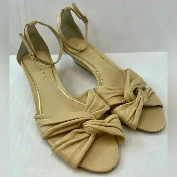 Ralph Lauren Cream color wedge sandals size 5B - Picture 2 of 11